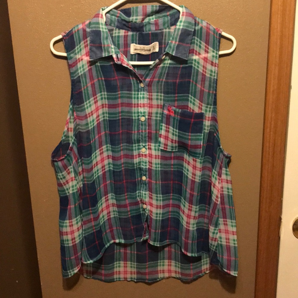 Sheer Abercrombie Plaid Blouse